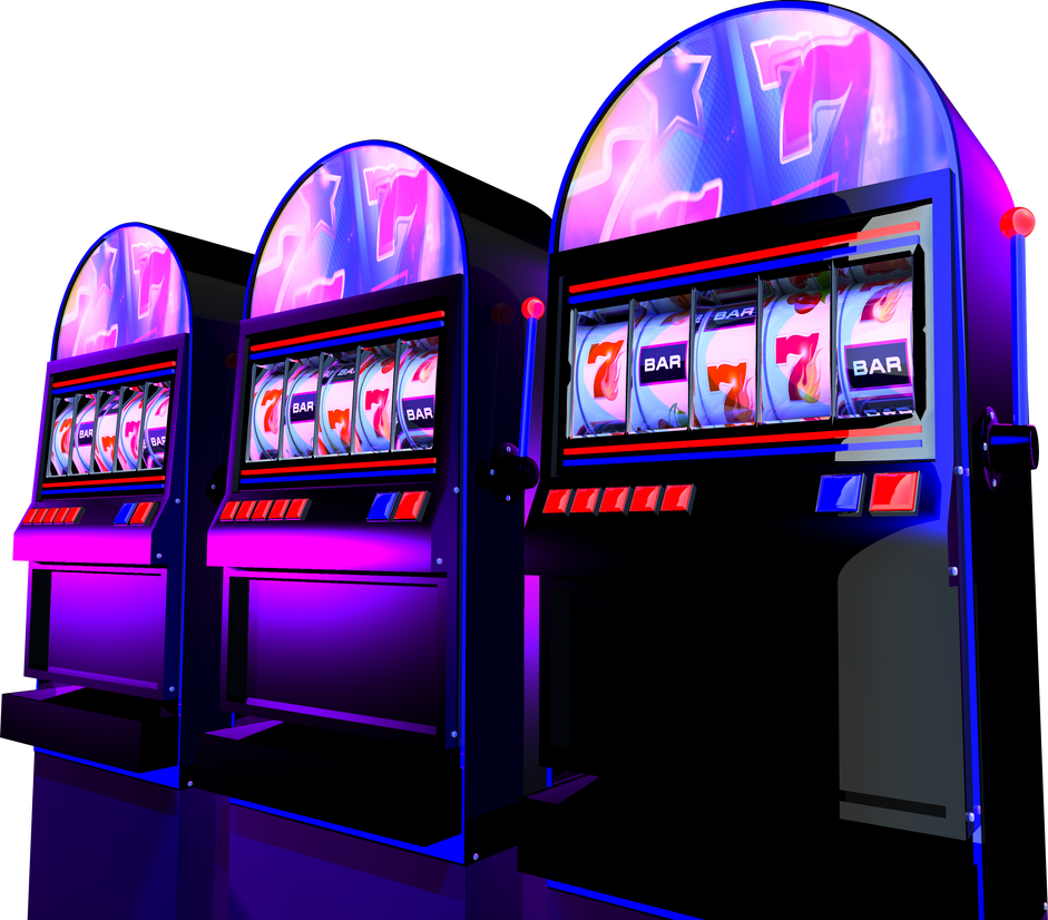 Five Reels Casino Slot Machines PNG Illustration